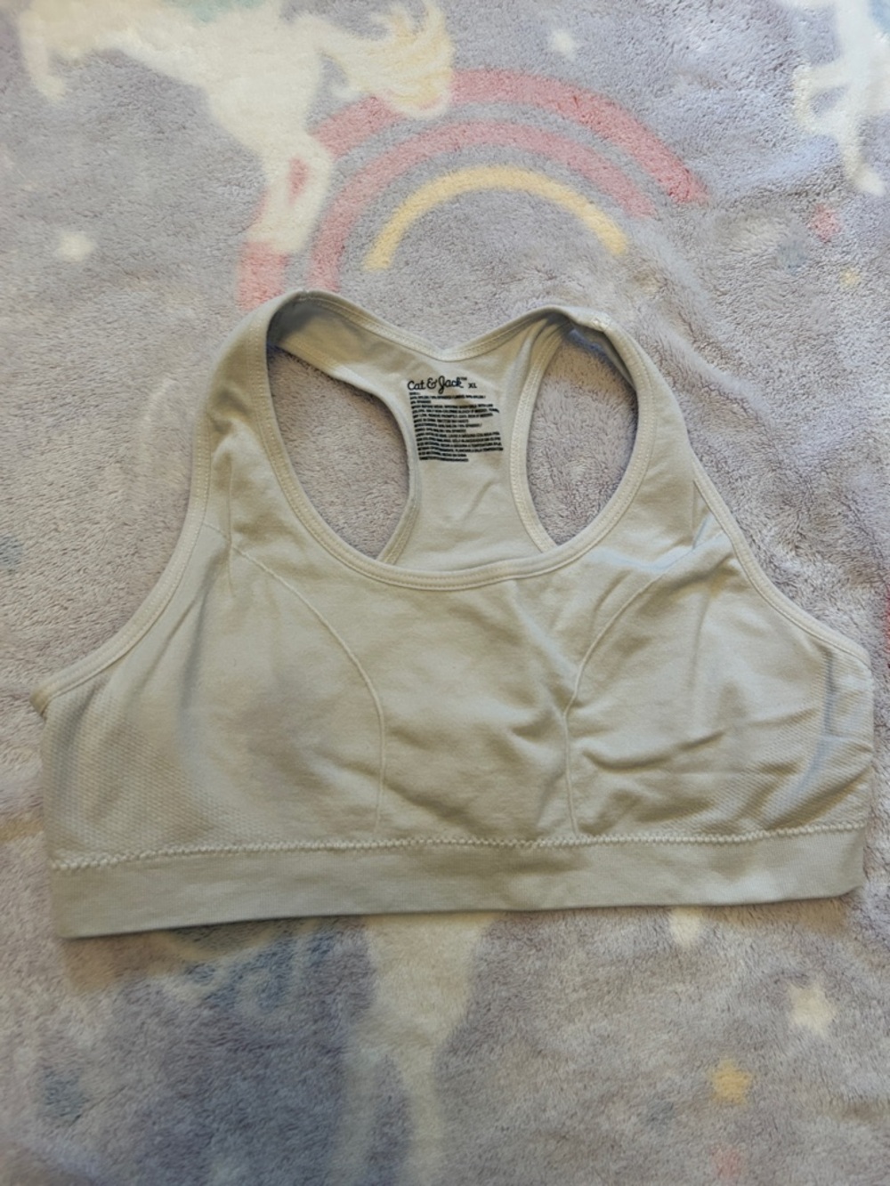 Cat & Jack white Racerback Sports Bra — Neutral Tone